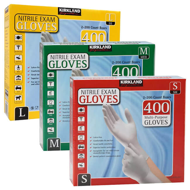 「使い捨てタイプ」カークランド(Kirkland) シグネチャー ニトリルグローブ 左右兼用 400枚 多目的グローブ 極薄グローブ QQ 584549／584550／23867(22y6m)コストコ