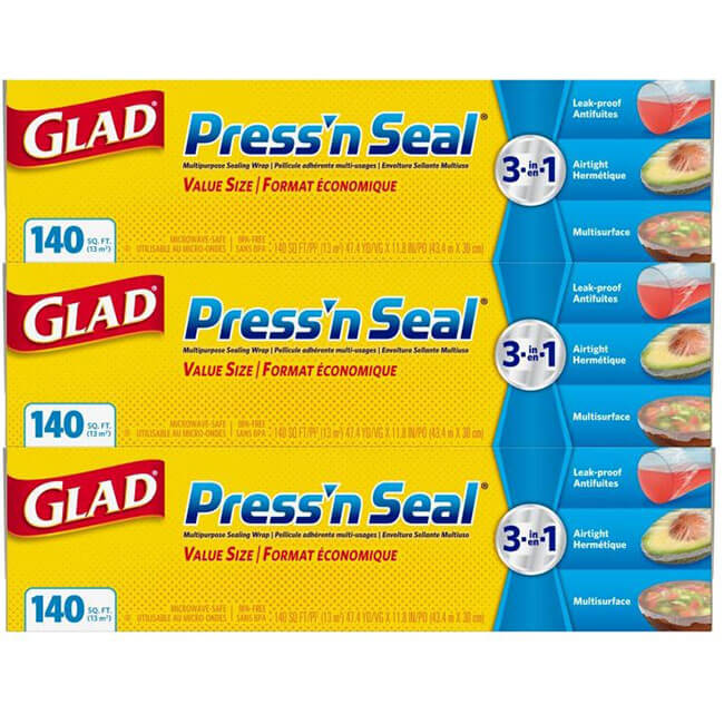 GLAD(グラッド) ストレージフードラップ プレス＆シール 43.4m×3本セット 多用途シールラップ 350086 コストコ(21y2m)