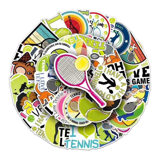 「大好きなテニスといつでも一緒♪」 スポーツステッカー シール テニス柄アソート 50枚入り テニス文具 テニスアクセサリ TE929993-アソート(24y5m)