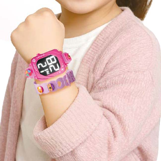 【自分だけのウォッチを作ろう！】ハック(HAC) DIYガーリーデジタルウォッチ 2WAY ウォッチ ブレスレット ジュニアアクセサリ HAC5403 ピンク×パープル(26y4m)