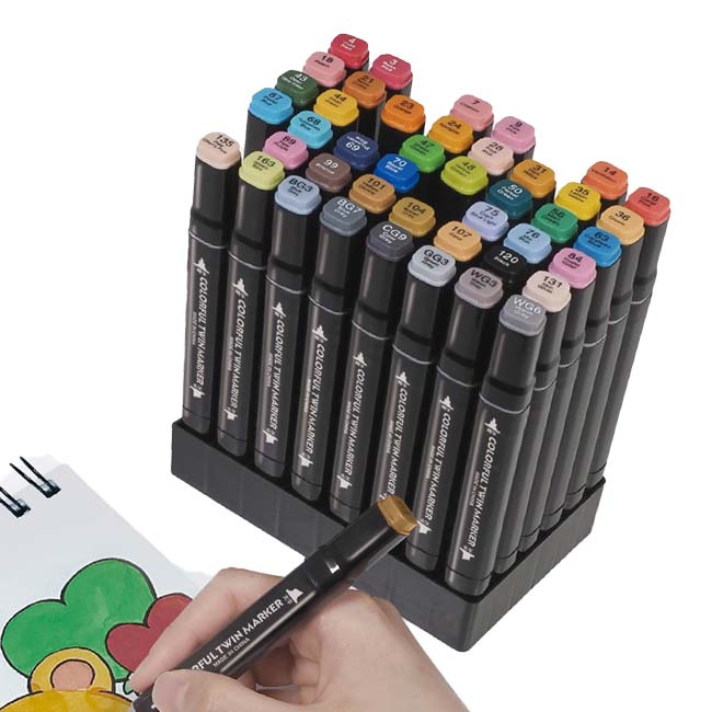 【表現の幅が広がる！】ハック(HAC) カラフルツインマーカー 48色セット 細字＆太字 収納バッグ付属 HAC4106 カラフル(25y6m)