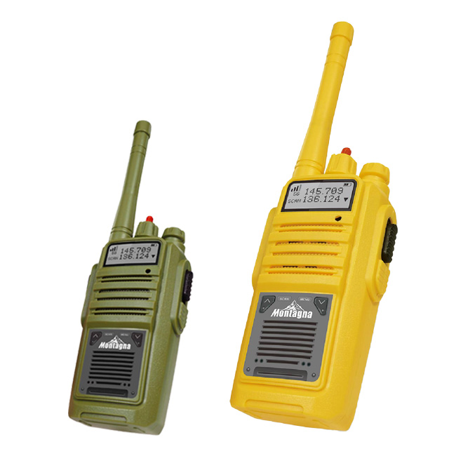 在庫処分特価】「混線しにくく話しやすい」Montagna(モンターナ) トランシーバー モンターナ 2.4GHz 乾電池式 2台セット HAC3217 技適マーク付き(22y11m)