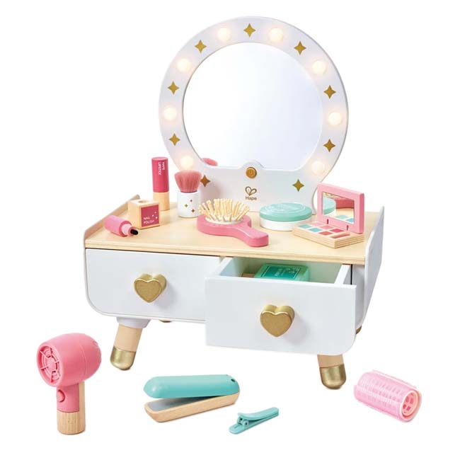 ハペ(Hape) MY SPARKLING VANITY SET マイ ドレッシング テーブル キッズ用ドレッサー メイク家具 ※お客様組立商品※ E7508(26y4m)