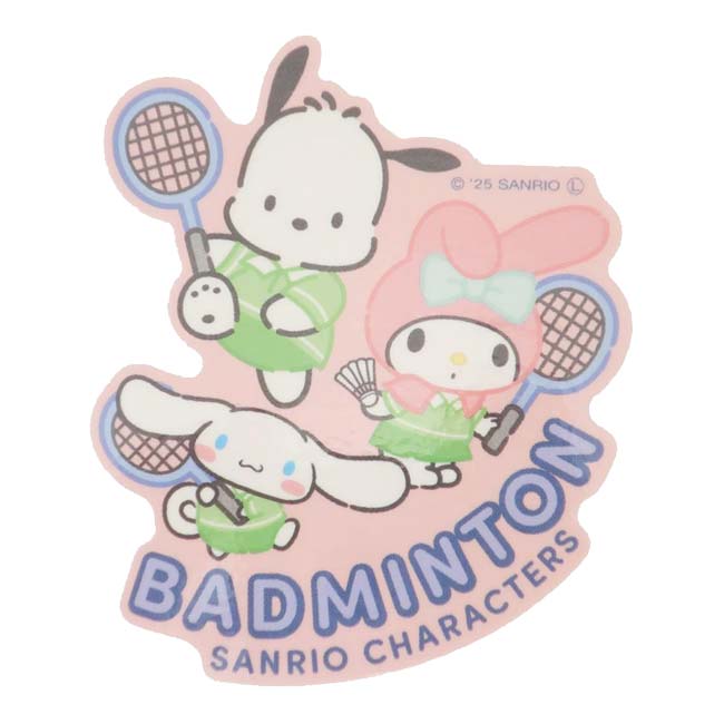【スマホケースに貼りやすい】サンリオ(Sanrio) サンリオキャラクターズ ミニデコステッカー バドミントン部 部活 耐水耐光シール 屋外使用可 305799(25y5m)