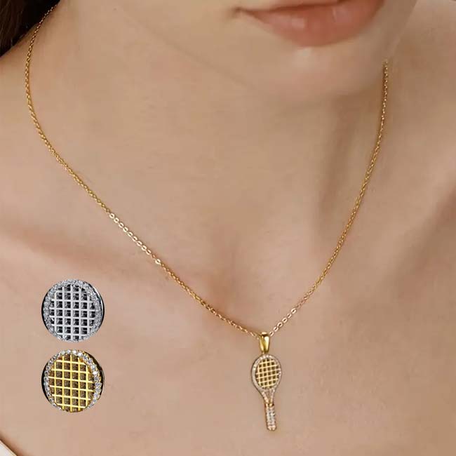 【プレゼントにも最適♪】 テニスラケットネックレス ペンダント テニスアクセサリ ラケットチャーム TE939980(25y1m)