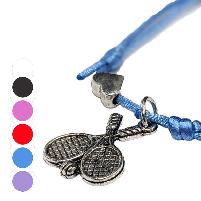 「部活やサークル仲間とおそろいでつけよう♪」 テニスブレスレット テニスラケットチャーム付き コードブレスレット TE939992(24y5m)