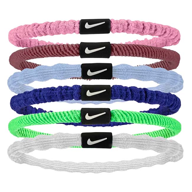 【同色6本組】ナイキ(NIKE) FLEX フレックス ヘアタイ ヘアゴム 6本入り BN2085-664 ピンクライズ×Wグレー(26y10m)