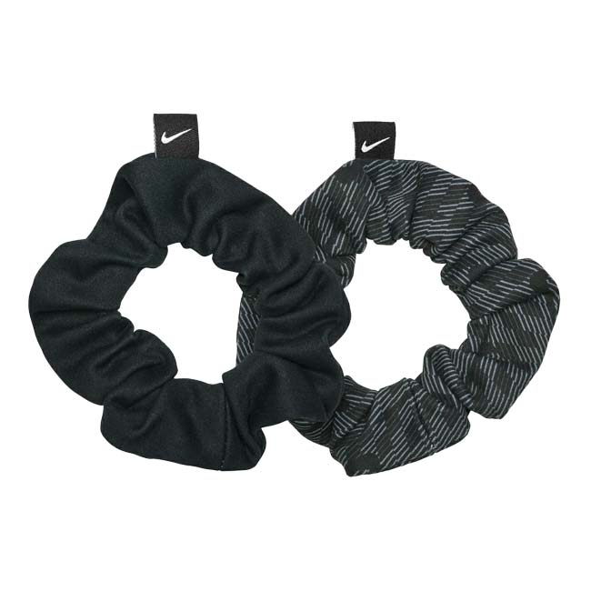 在庫処分特価】ナイキ(NIKE) Dri-FIT ギャザーヘアタイ 3.0 2個セット シュシュ ヘアゴム N1012763／BN2103-052ブラック×Cグレー×ホワイト(25y1m)