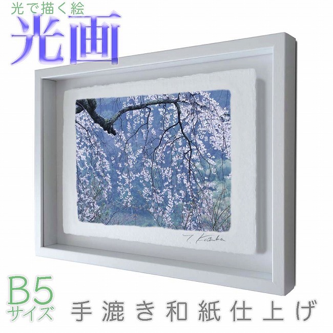 プロカメラマン片岡司 光画「春雨の美」 B5サイズ 光で描く絵 手漉き和紙仕上げ 006-B5-ホワイト綺麗 背景 パステルカラー 和紙アート(21y8m)