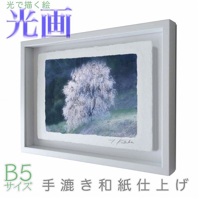 プロカメラマン片岡司 光画「桜の妖精」 B5サイズ 光で描く絵 手漉き和紙仕上げ 005-B5-ホワイト綺麗 背景 パステルカラー 和紙アート(21y8m)