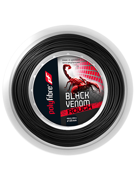 ポリファイバー(Polyfibre) ブラックヴェノム ラフ Black Venom Rouch (1.25mm／1.30mm) 200Mロール 硬式テニスガット ポリエステルガット