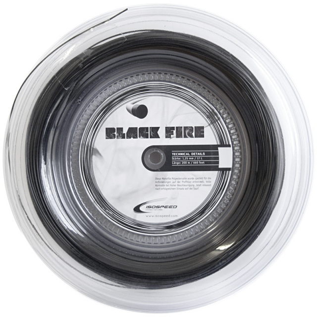 イソスピード(ISOSPEED) BLACK FIRE ブラックファイア 1.20mm／1.25mm 200Mロール 硬式テニスガット ポリエステルガット