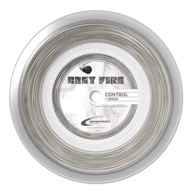 イソスピード(Isospeed) GREY FIRE グレーファイア 1.25mm／1.30mm 200Mロール 硬式テニス ポリエステルガット(25y12m)