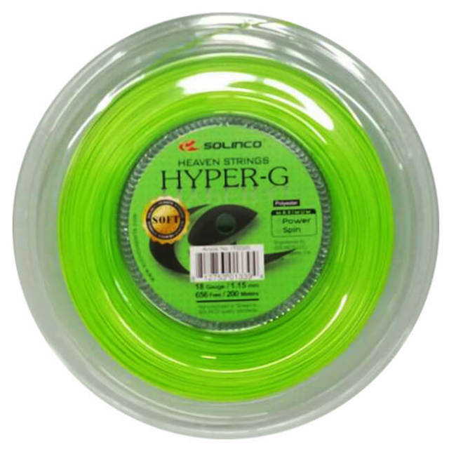 ソリンコ(SOLINCO) HYPER G SOFT ハイパーG ソフト (1.15／1.20／1.25／1.30mm) 200Mロール 硬式テニスガット ポリエステルガット -ライトグリーン(20y11m)