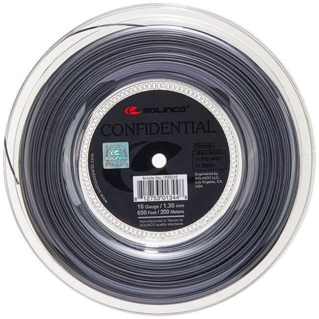 ソリンコ(SOLINCO) コンフィデンシャル(1.15／1.20／1.25／1.30mm) 200Mロール 硬式テニスガット ポリエステルガット-ダークシルバー(20y2m)