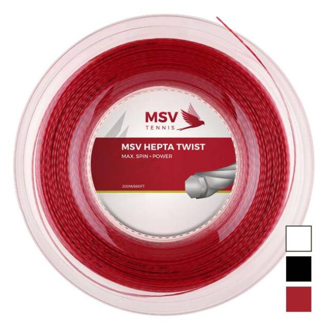 MSV(エムエスブイ) HEPTA TWIST ヘプタ ツイスト 1.15／1.20／1.25／1.30mm 200Mロール 硬式テニス ポリエステルガット(26y4m)
