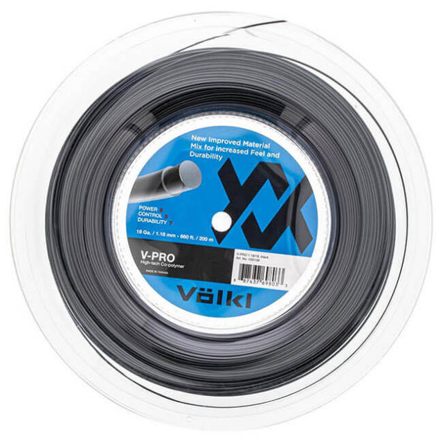 フォルクル(Volkl) Vプロ V-PRO 18(1.18mm)／17(1.23mm)／16(1.28mm) 200Mロール 硬式テニス ポリエステルガット V20106／5／4-BK ブラック(20y8m)