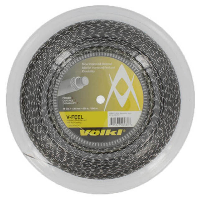 フォルクル(Volkl) Vフィール V-Feel 17(1.25mm)／16(1.30mm) 200Mロール ブラックxシルバー 硬式テニス マルチフィラメントガット (18y11m)