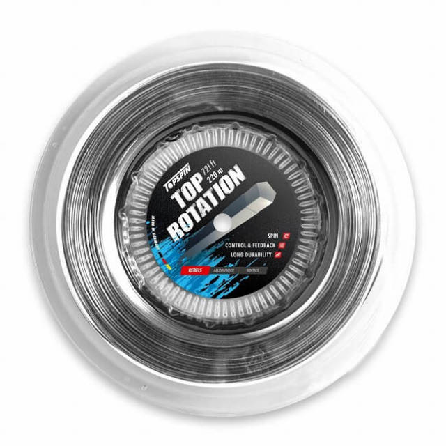 トップスピン(TOPSPIN) トップ ローテーション(1.26mm／1.31mm／1.36mm) 220Ｍロール 硬式テニス ポリエステルガット TR220-グレー(19y5m)