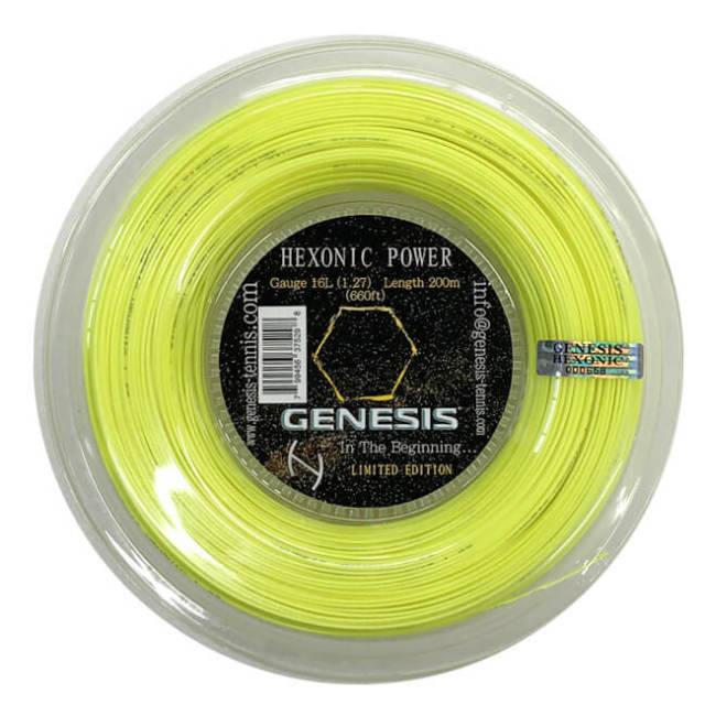 ジェネシス(GENESIS) ヘキソニック パワー HEXONIC POWER (1.18mm/1.23mm/1.27mm) イエロー 200Mロール 硬式テニス ポリエステルガット (20y11m)
