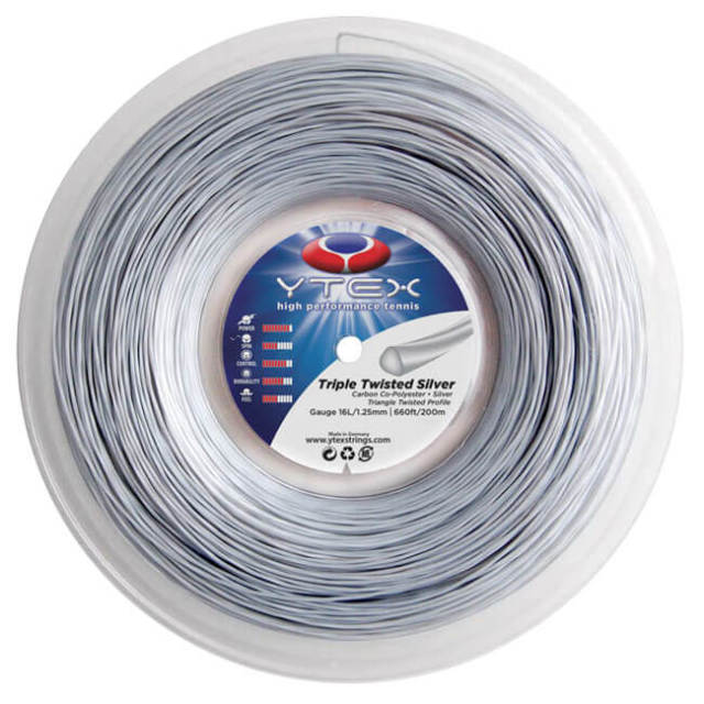 YTEX(ワイテックス) トリプルツイスティッド シルバー 1.25mm 200Mロール 硬式テニス ポリエステルガット (19y6m)