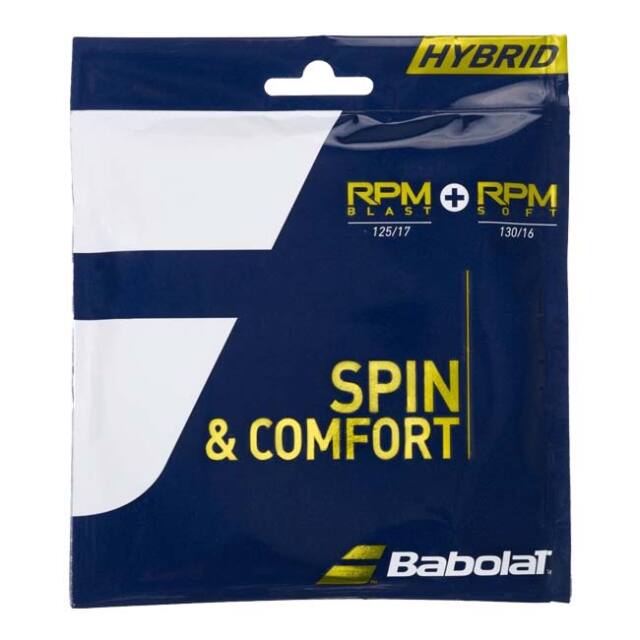 「単張パッケージ品」バボラ(Babolat) HYBRID RPM BLAST (1.25mm) ＋ RPM SOFT (1.30mm) 硬式テニス ハイブリッドガット 281039／200583-BK×グレー(23y3m)