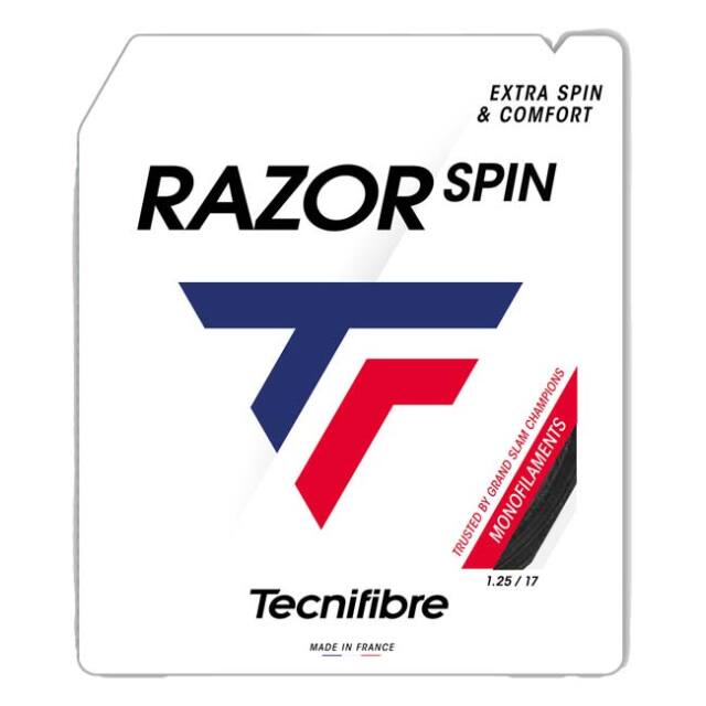 【単張パッケージ品】テクニファイバー(Tecnifibre) RAZOR SPIN レーザースピン 1.15／1.20／1.25／1.30mm 硬式テニス ポリエステルガット 04GRASP-CBN(26y5m)