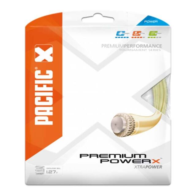 【パッケージ品】パシフィック(Pacific) PREMIUM POWER X プレミアムパワーX (1.27／1.32mm) 硬式テニス マルチフィラメントガット 国内正規代理店商品(25y4m)