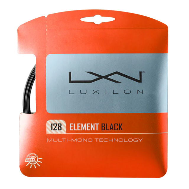 「単張パッケージ品」ルキシロン(Luxilon) ELEMENT SET BLACK 128 エレメント セット ブラック 128 硬式テニスガットポリエステルガット WRZ990410(22y9m)