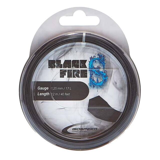 【単張パッケージ品】イソスピード(Isospeed) BLACK FIRE S ブラックファイア エス 1.25mm 硬式テニス ポリエステルガット(25y12m)