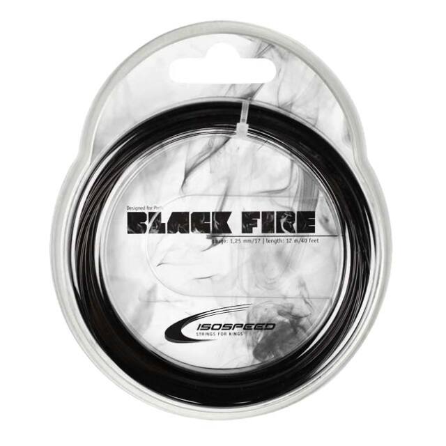【単張パッケージ品】イソスピード(Isospeed) BLACK FIRE ブラックファイア 1.20mm／1.25mm 硬式テニス ポリエステルガット(25y12m)