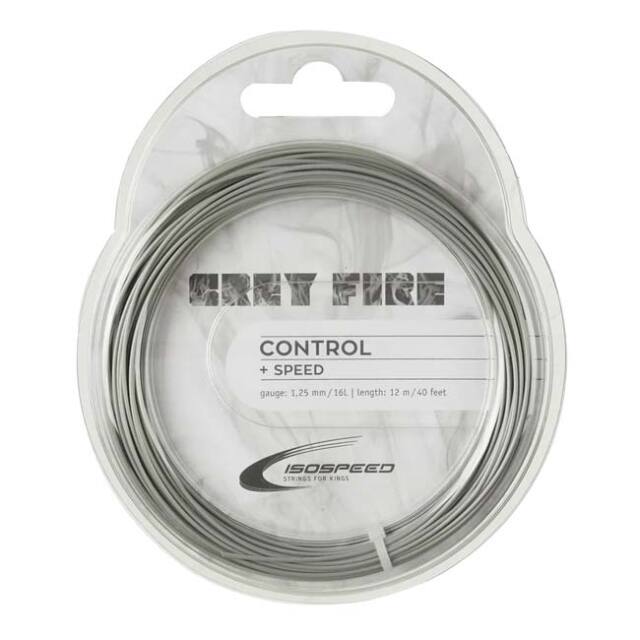 【単張パッケージ品】イソスピード(Isospeed) GREY FIRE グレーファイア 1.25mm／1.30mm 硬式テニス ポリエステルガット(25y12m)