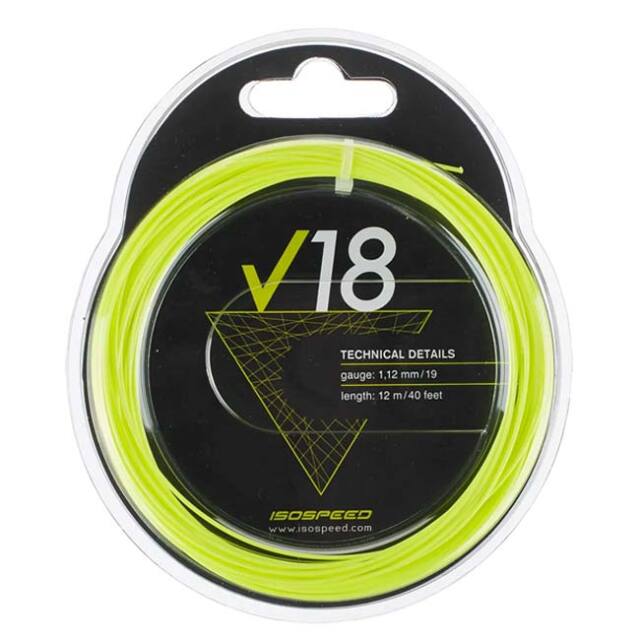 【単張パッケージ品】イソスピード(Isospeed) タッチポリ V18 ブイ18 1.12mm／1.17mm 硬式テニス ポリエステルガット(25y12m)