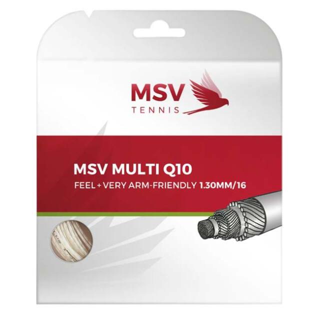 【単張パッケージ品】MSV(エムエスブイ) MULTI Q10 マルチQ10 1.30mm ホワイト 硬式テニス マルチフィラメントガット(26y4m)