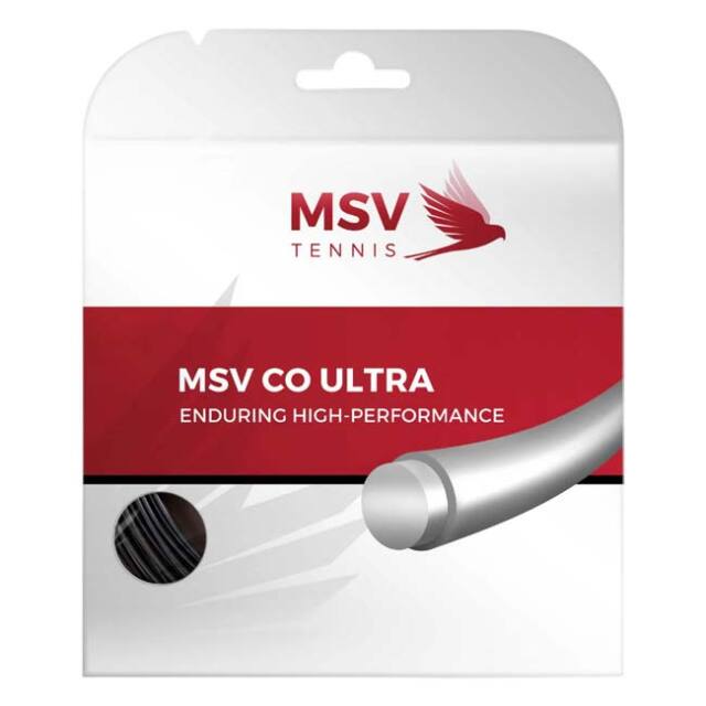 【単張パッケージ品】MSV(エムエスブイ) Co ULTRA Coウルトラ 1.20／1.25／1.30mm ブラック 硬式テニス ポリエステルガット(26y4m)