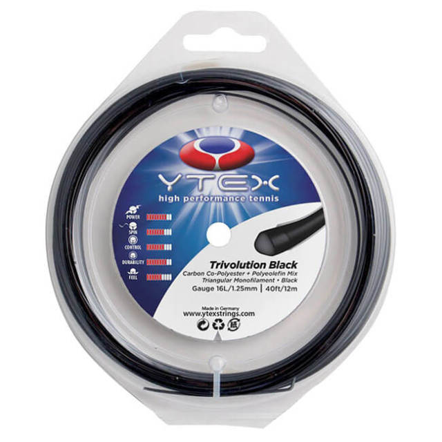 [単張パッケージ品]YTEX(ワイテックス) トライボリューション ブラック 1.25mm 12M 硬式テニス ポリエステルガット (19y6m)