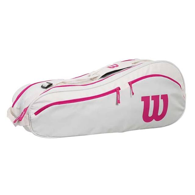 【６本収納】ウィルソン(Wilson) Advantage アドバンテージ 6PK ラケットバッグ テニスバッグ ワンショルダータイプ WR8041702001 オフホワイト×ピンク(26y1m)