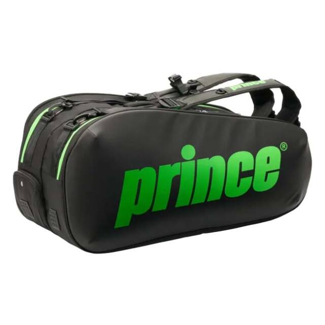 【６本収納】プリンス(Prince) 2026 TOUR TEAM ツアーチーム ラケットバッグ6本入 テニスバッグ TT602-240 ブラック×グリーン(26y5m)