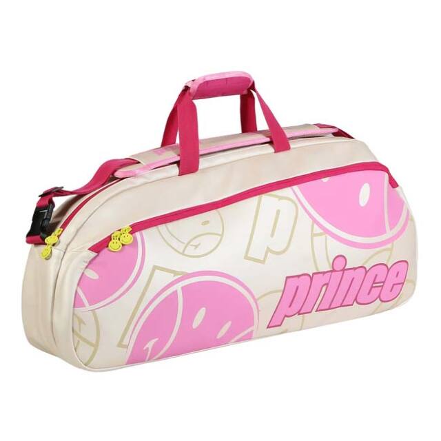 【9,000円以上で8％OFFクーポン】【３本収納】プリンス(Prince) 2025 PRINCE×SMILEY COM 1 COMP ワンショルダータイプ ラケットバッグ テニスバッグ 6B032654-PP ピンク(25y9m)