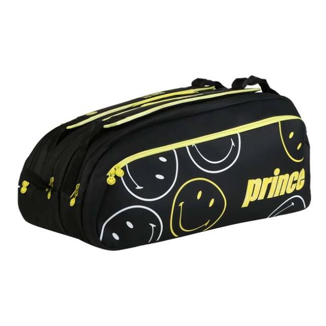 【9,000円以上で8％OFFクーポン】【９本収納】プリンス(Prince) 2025 PRINCE×SMILEY パフォーマンス 3 COMP ラケットバッグ テニスバッグ 6B026111-BK ブラック(25y9m)