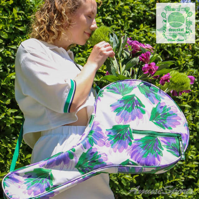 【9,000円以上で8％OFFクーポン】「ラケット１・２本収納可能」deucekat(デュースキャット) Jacaranda Bloom ジャカランダ ブルーム ラケットバッグ ラケットケース ソフトな質感の柔らか素材(22y1m)