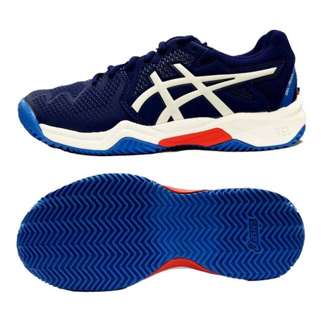 【9,000円以上で8％OFFクーポン】アシックス(Asics) ジュニア ゲルレゾリューション 8 CLAY GS クレーコート用テニスシューズ 1044A019-405 ディーバブルー×WH(23y1m)