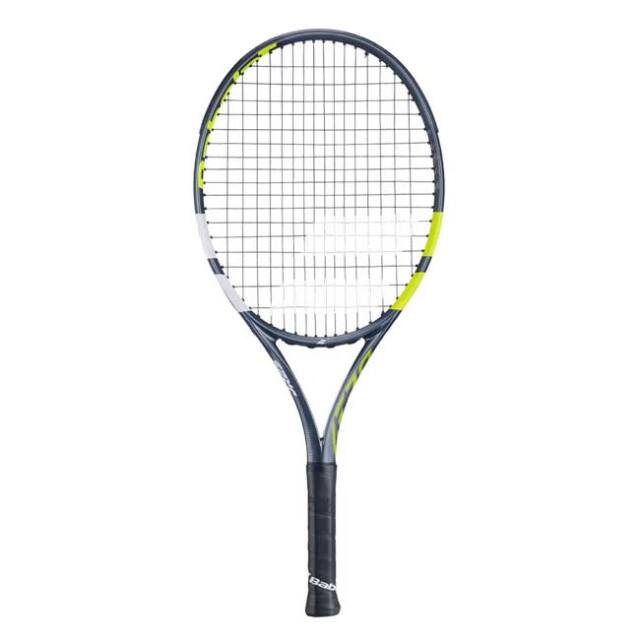 グラファイトコンポジット】バボラ(Babolat) 2026 AERO アエロ JR25 (225g) 海外正規品 硬式テニスジュニアラケット 140517-100 グレー×Fイエロー(26y3m)[NC]