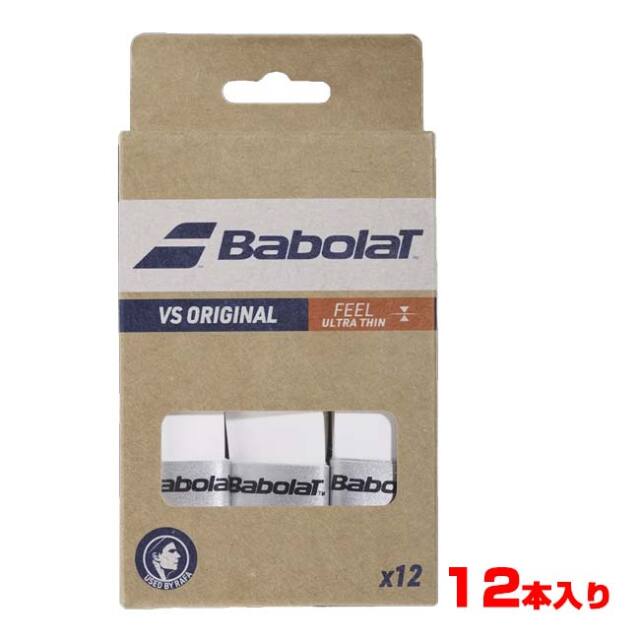 【ドライタイプ】【12本入り】バボラ(Babolat) VS ORIGINAL ブイエス オリジナル X12 オーバーグリップテープ 654015-101 ホワイト(25y6m)