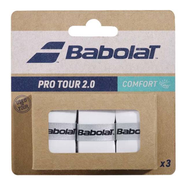 「ウェットタイプ3本入り」バボラ(Babolat) Pro Tour 2.0 X3 プロツアー 2.0 ウェット オーバーグリップテープ 653053-101ホワイト(24y7m)