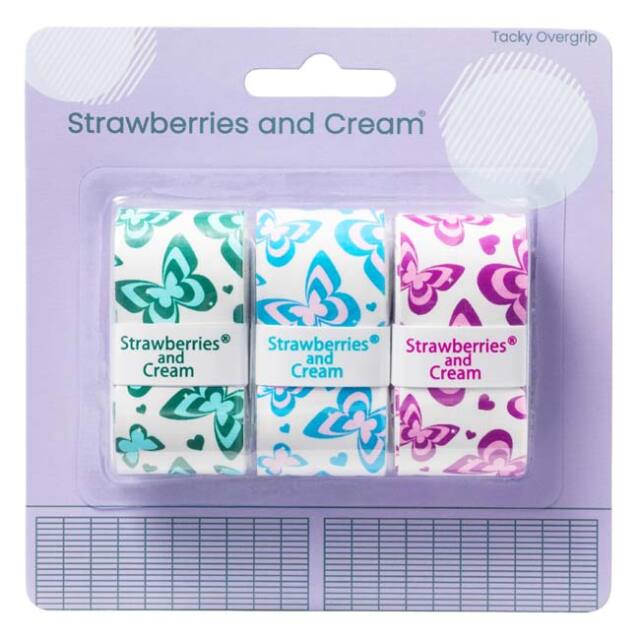 Strawberries and Cream テニス用オーバーグリップテープ 色違い3本セット バタフライコレクション TO-YBF-3G-GBP アソート(26y8m)