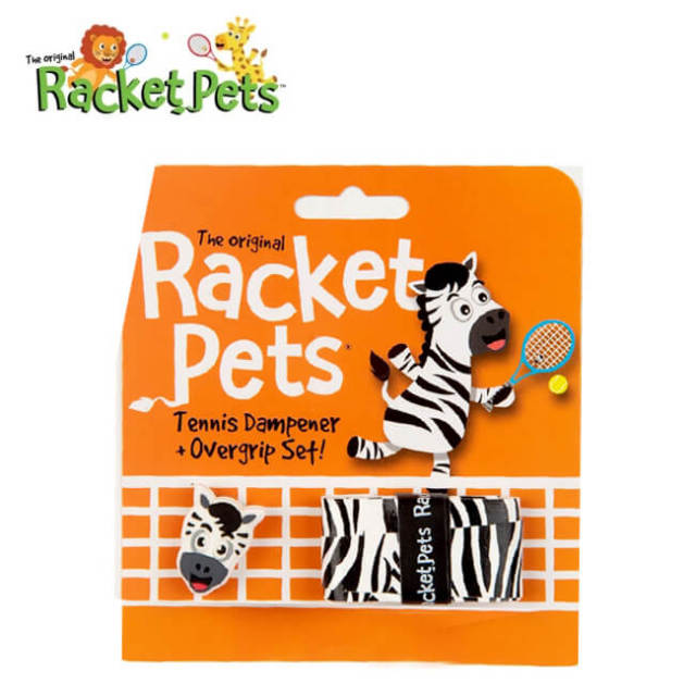 Racket Pets(ラケットペット) ゼブラ ダンプナー ＆ オーバーグリップテープ ドライタイプ 振動止め アニマル どうぶつ 動物 シマウマ (21y4m)