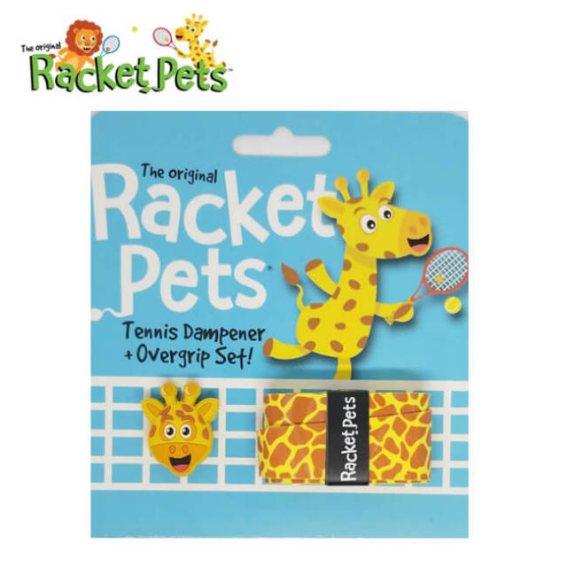 Racket Pets(ラケットペット) ジラフ ダンプナー ＆ オーバーグリップテープ ドライタイプ 振動止め アニマル どうぶつ 動物 キリンさん (21y4m)