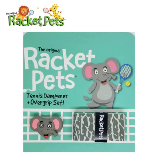 Racket Pets(ラケットペット) エレファント ダンプナー ＆ オーバーグリップテープ ウェットタイプ 振動止め アニマル どうぶつ 動物 ぞうさん (21y4m)
