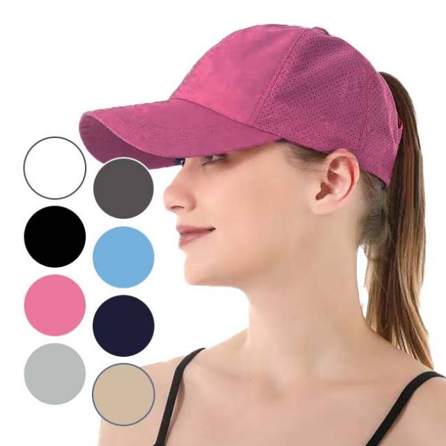 【9,000円以上で8％OFFクーポン】ロゴなし！どのブランドのウェアにも合わせやすい テニス馬鹿 レディース ポニーテール メッシュキャップ マジックテープアジャスター TE179995(24y4m)